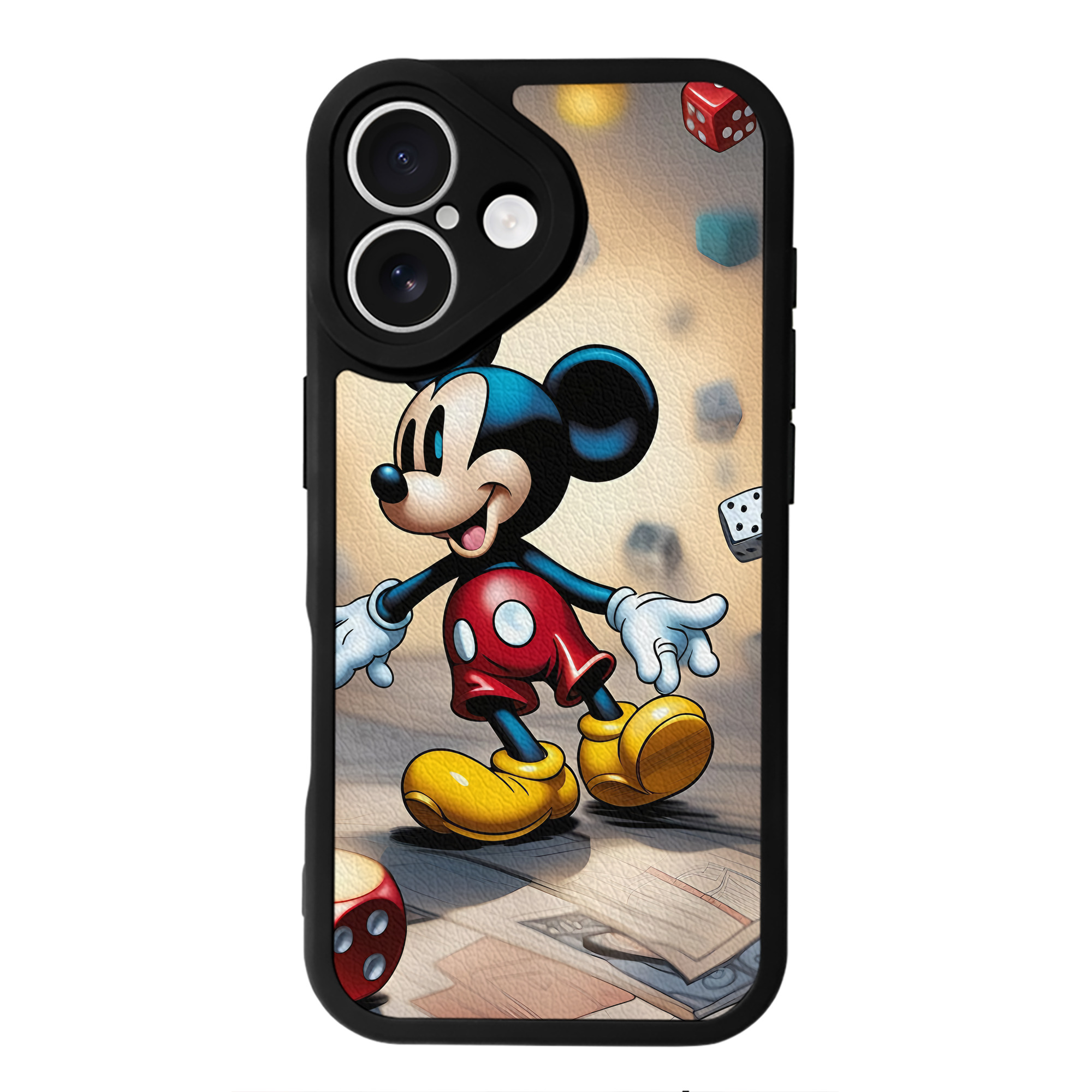 （画像用） ミッキーマウス Mickey Mouse 【iPhone 16シリーズ対応】シリコンスマホケース（レザー調） 材質：シリコン